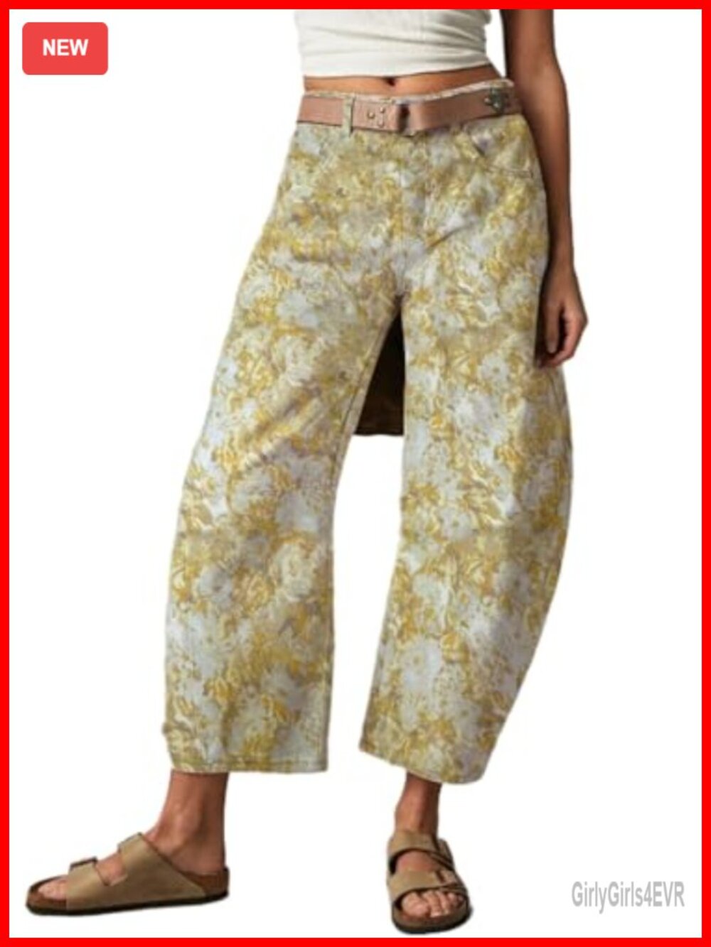 Wide Leg Cropped High Rise Barrel Jeans Graffiti Boyfriend Denim Pants